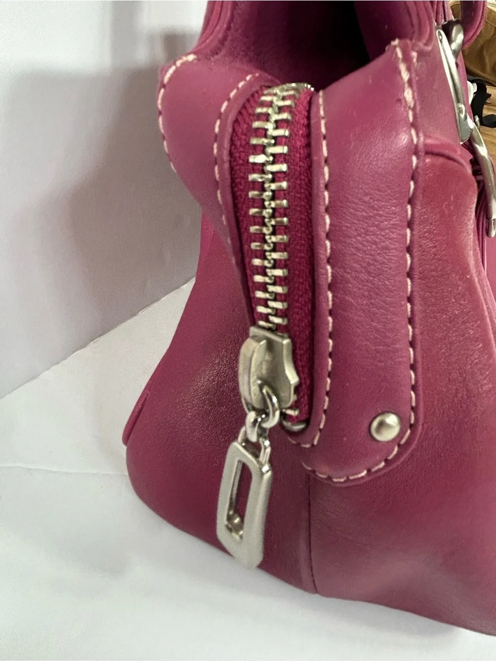 Cole Haan Plum Shoulder Bag with Silver Hardware